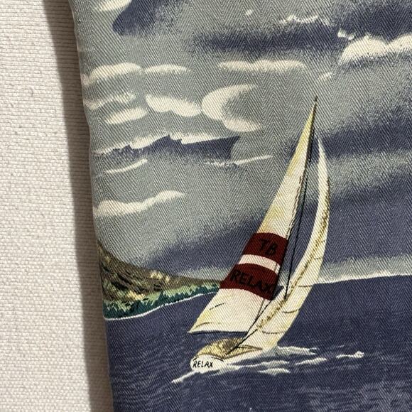 Tommy Bahama Hawaiian Shirt Men's XL 100% Silk Sailboat Camp Palm Trees AOP - Picture 7 of 9